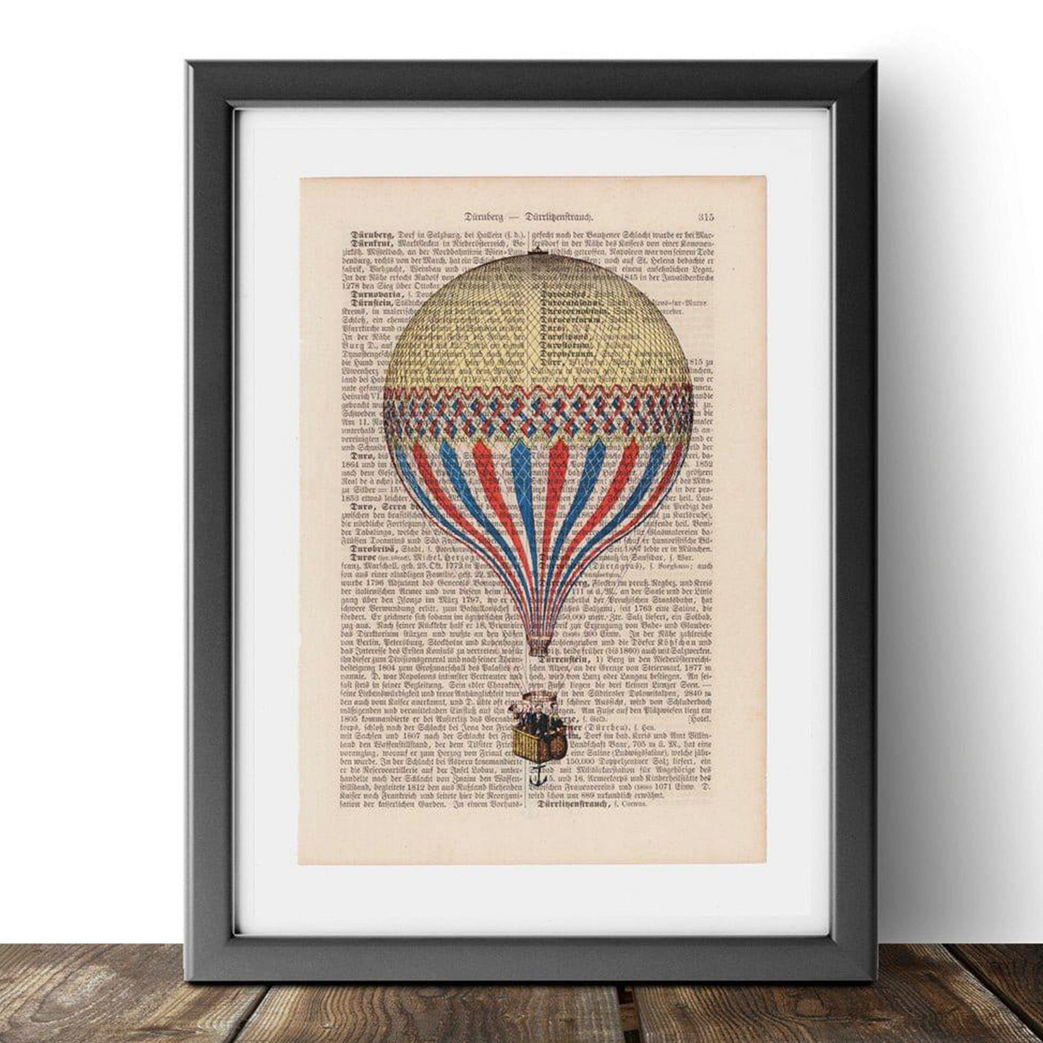 Balloon to the Moon - Vintage Book Page - Dreamy Art Print - Art