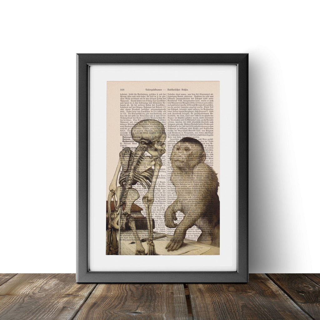 Monkey before skeleton - Gabriel von Max - Art on Words