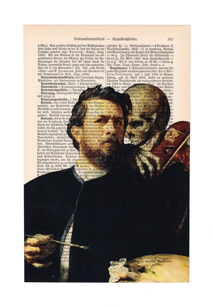 Self-Portrait with Death Playing the Fiddle - Arnold Böcklin - Art on Words